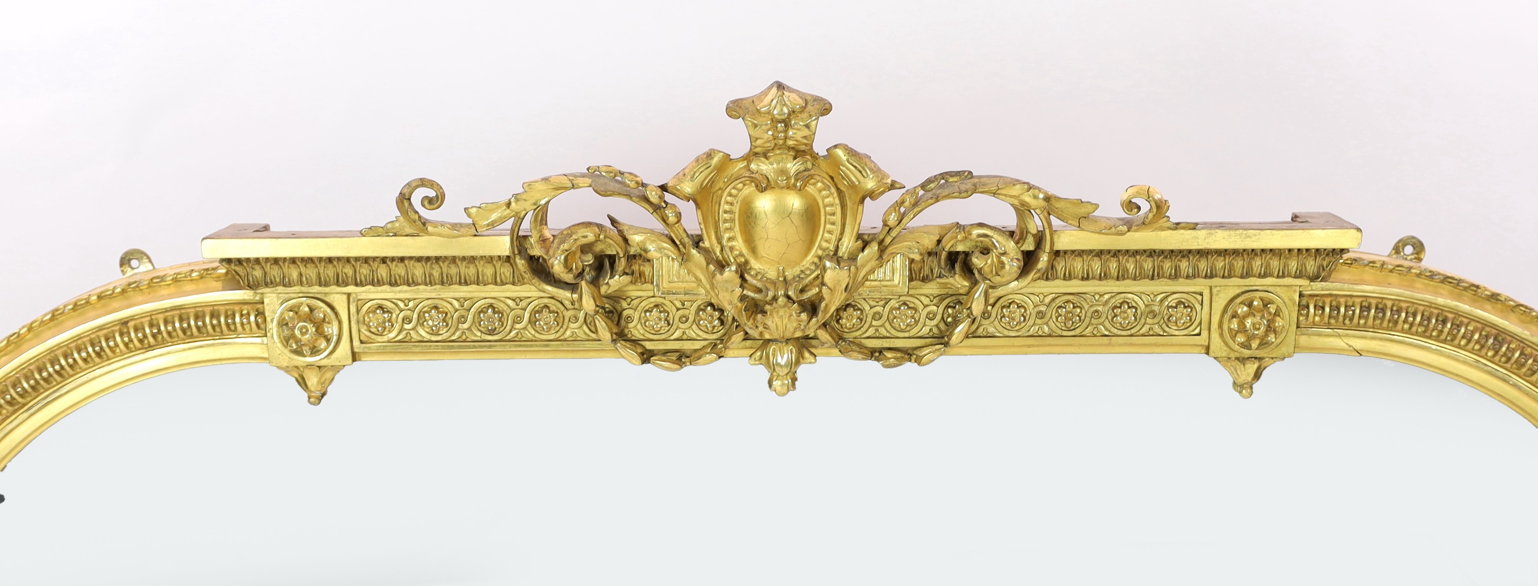 A Victorian giltwood and gesso overmantel mirror, width 170cm, height 177cm